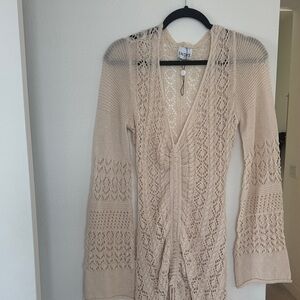 Elegant Beige Lace Cardigan